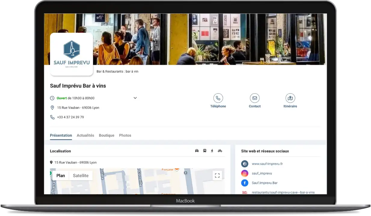 Exemple de site vitrine affiché sur un MacBook